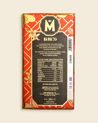 Ba Ria 76% Bold Chocolate Bar – Fruity & Rich – Marou Chocolate Singapore
